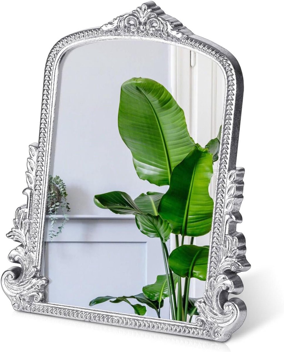 Make-upspiegel Antiek - Tafelspiegel Bureau - Make-up Aanbrengen - Verstelbaar Frame - 30x25 cm - Zilver
