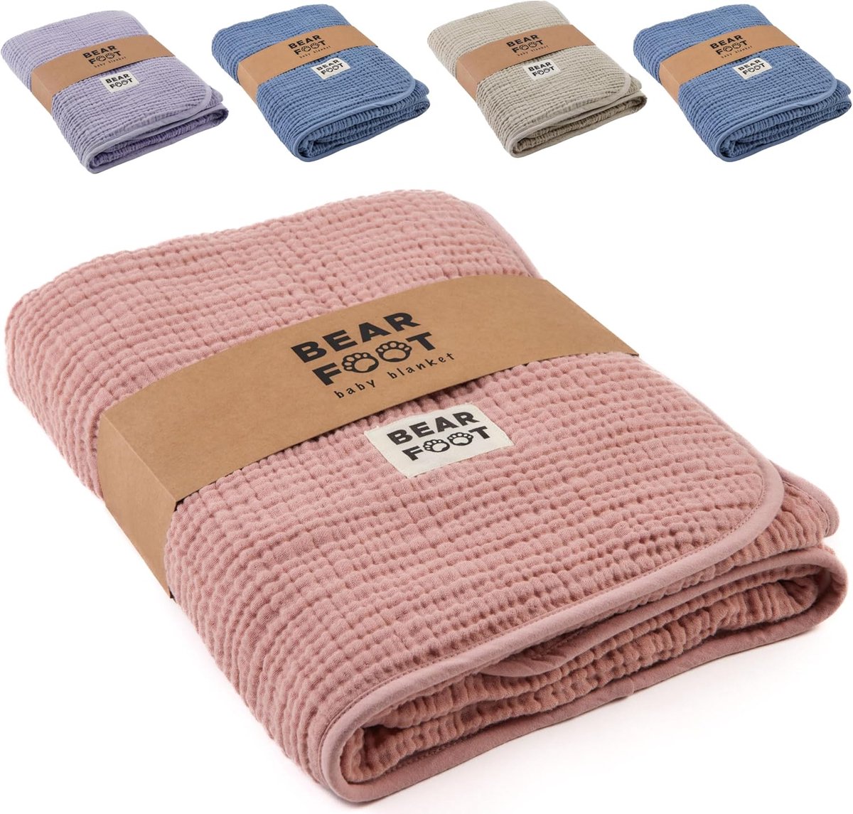 Babydeken Mousseline Fleece - Knuffeldeken Zacht - Voor Onderweg - Omkeerbaar Dubbelzijdig - 100x75 cm - Dusty Roze