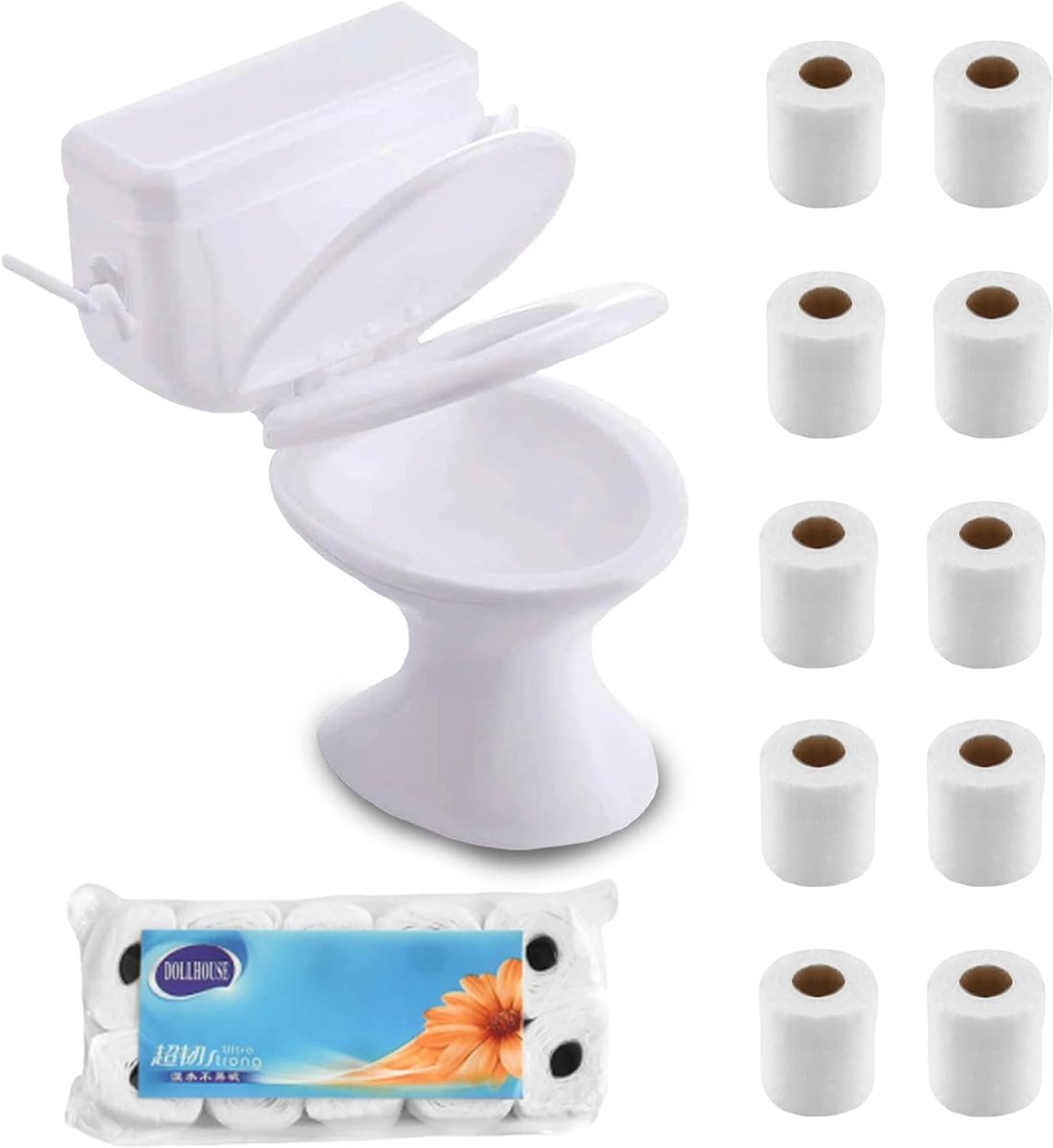 Miniatuur toiletten - Poppenhuis accessoires - Poppenhuis decoratie - Levensechte details - Schaal 1:12
