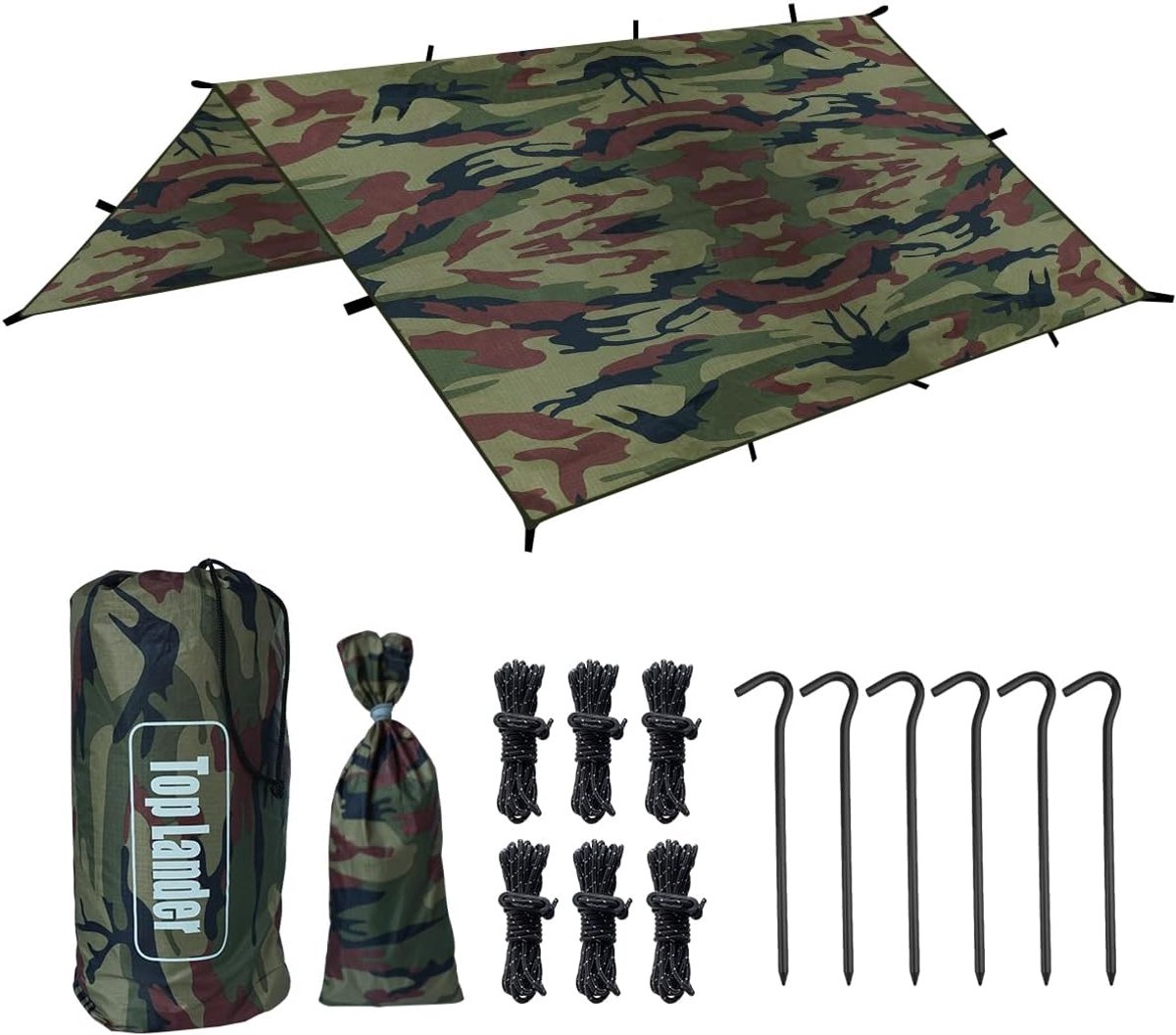 Waterdicht Tentzeil - Lichtgewicht Zeildoek - Outdoor Bescherming - Inclusief Haringen Scheerlijnen - 400 x 400 cm
