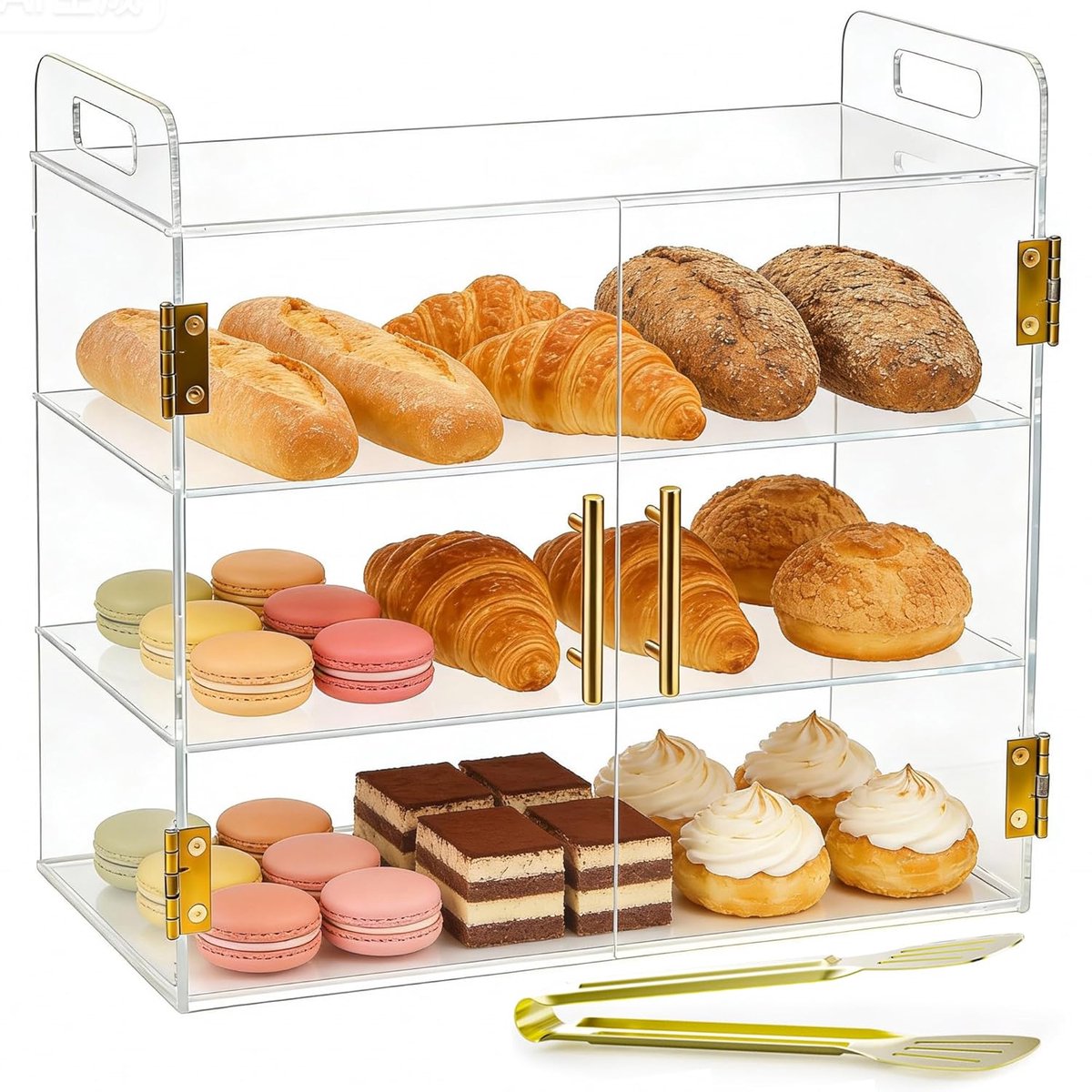 Bakkerij Vitrine - Gebak Display - Voedsel Presentatie - Automatische Deur - 49x26x43 cm - Transparant