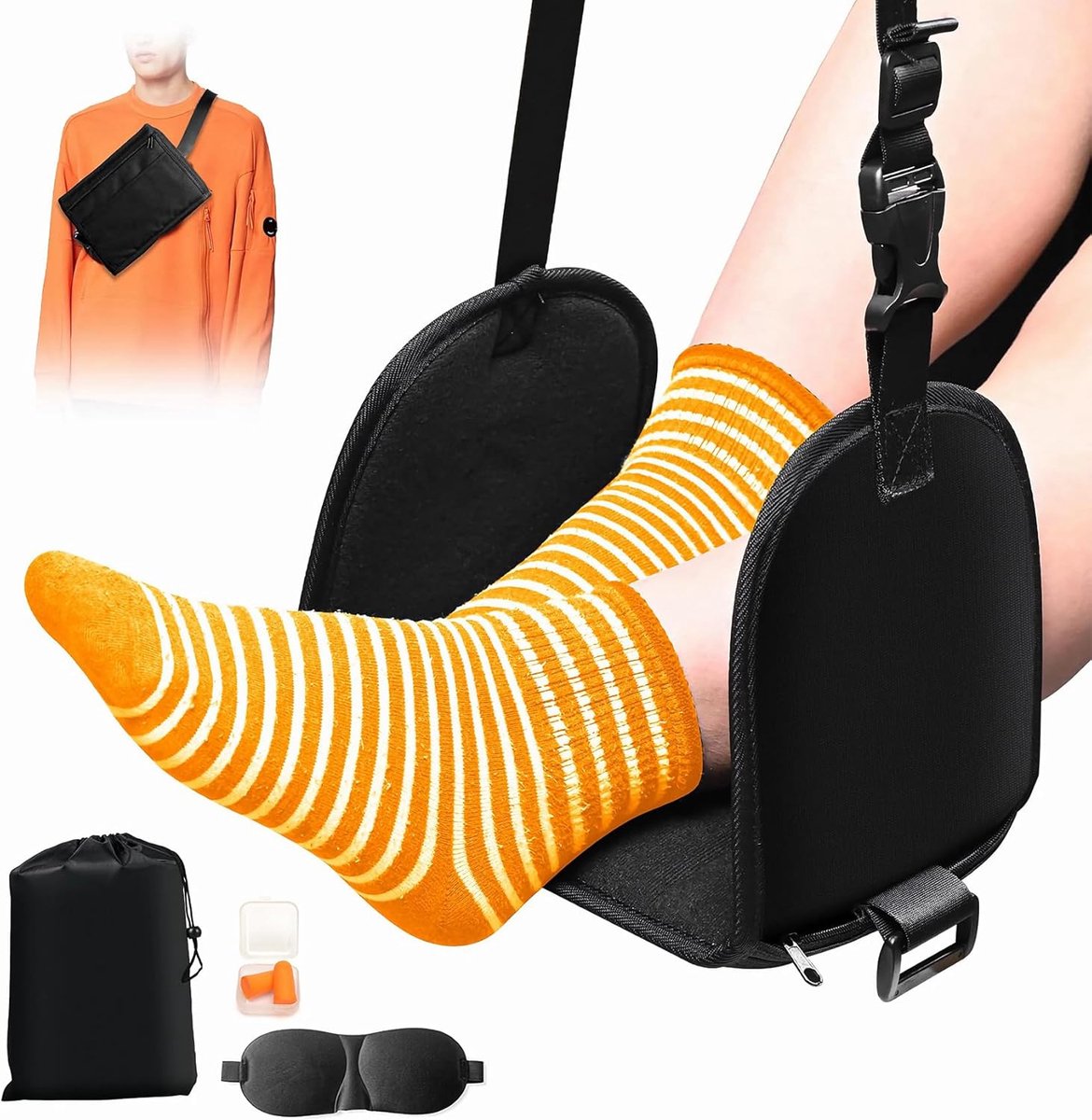 Vliegtuig Voetsteun - Reis Hangmat - Comfortabel Reizen - Inclusief Slaapset - Compact Ontwerp
