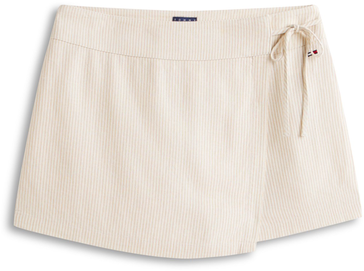 Tommy Jeans Broek Tjw Linen Skort Dw0dw22267 0aa Clay/ Stripe Dames Beige
