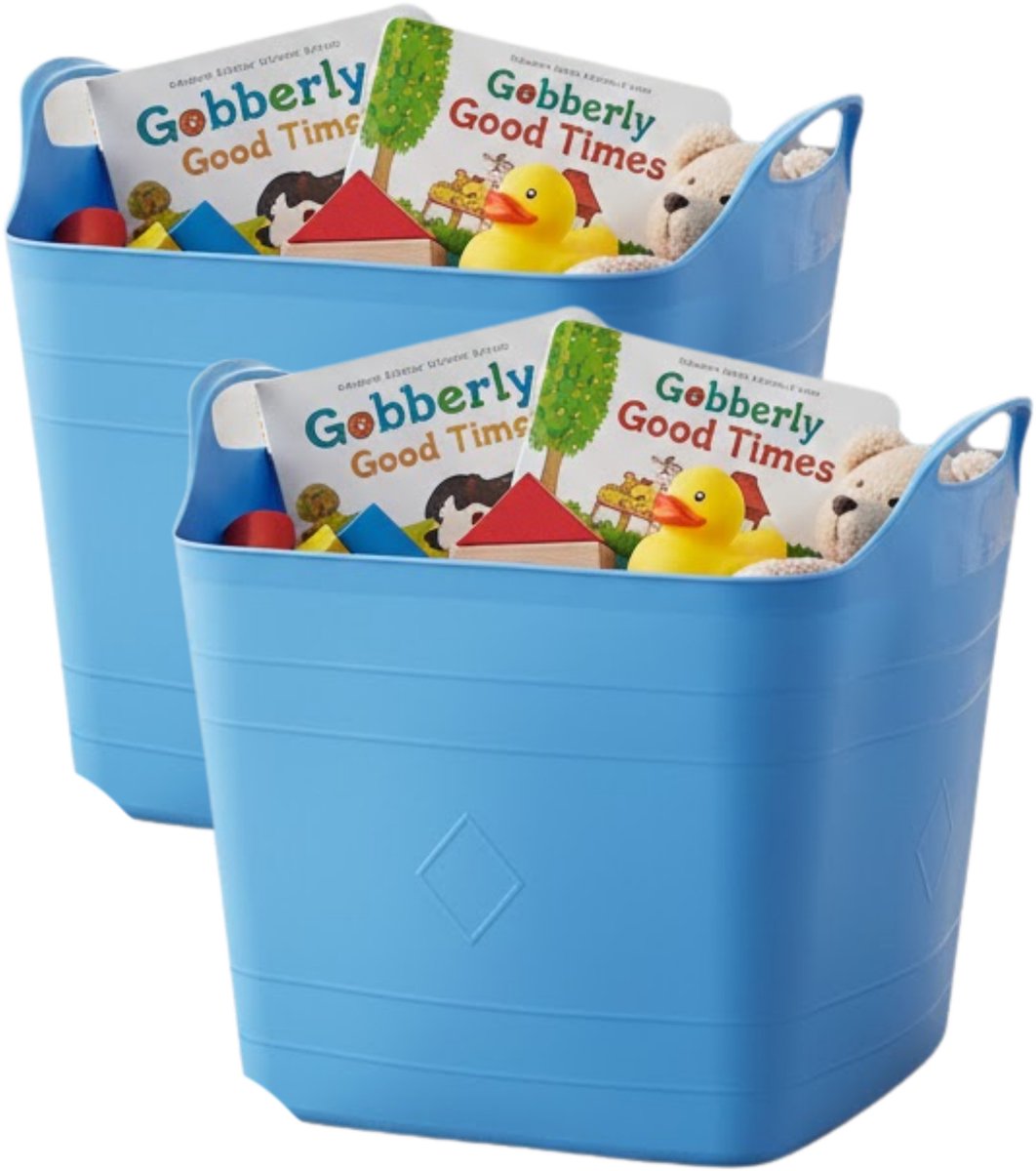 Storage solutions speelgoedmand - 2x - blauw - 25 l - kunststof - 40 x 35 cm - opbergmand