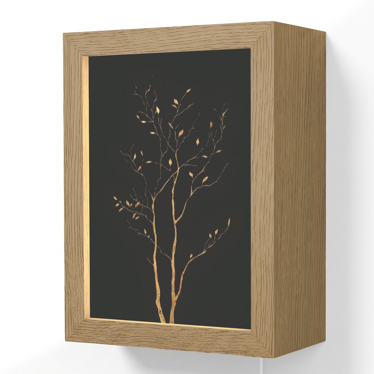 Wandlamp 15x20 cm - Oplaadbaar - Takken - Blaadjes - Zwart - Wandlampen binnen woonkamer -