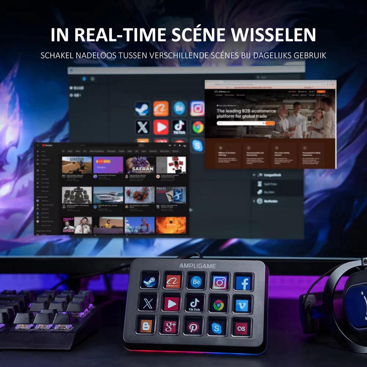 FIFINE Streaming Pack - AM8T + D6 + XLR - Complete Streaming & Podcast Set - 15 LCD Toetsen - PC, PS4, PS5, Mac - Gaming, Streaming & Content Creatie - Zwart thumbnail 3
