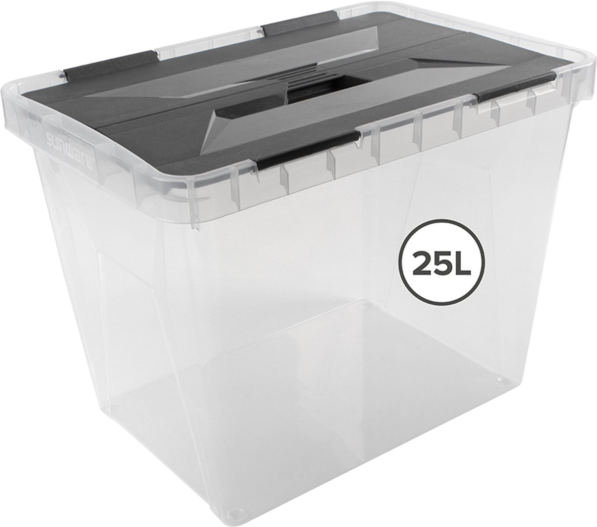 Sunware Onyx opbergbox 25L - 42.4x28.1x31.3 cm - Transparant/Grijs