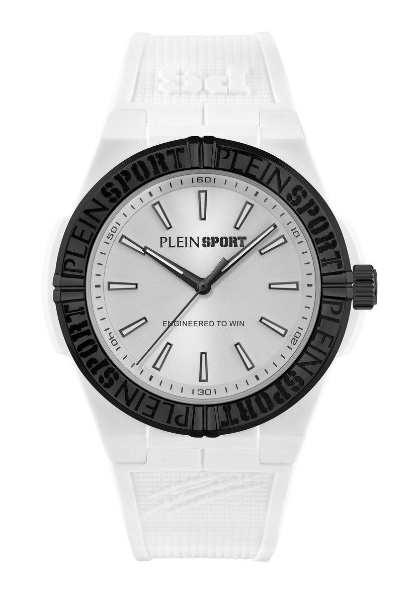 Plein Sport Laserstrike Kwarts Analoog Horloge Wit En Zwart Kast: 100% Gerecycled Roestvrij Staal| Armband: Siliconen 42 mm PSFGA0626, PSFGA0726, PSFGA0826, PSFGA0926, PSFGA1026