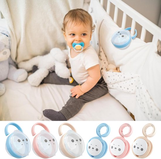 Fopspeen Houder - Panda Ketting Set - Baby Benodigdheden - Stofbestendige Opslag - 10.5 x 7.5 x 5.5 cm — afbeelding 5