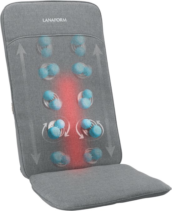 Grijze Lanaform CozyShiatsu shiatsu-massagestoelhoes met gelkoppen