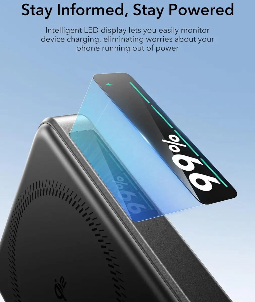 ESR MagSlim Kickstand Powerbank 15W 10.000 mAh Zwart - afbeelding 2