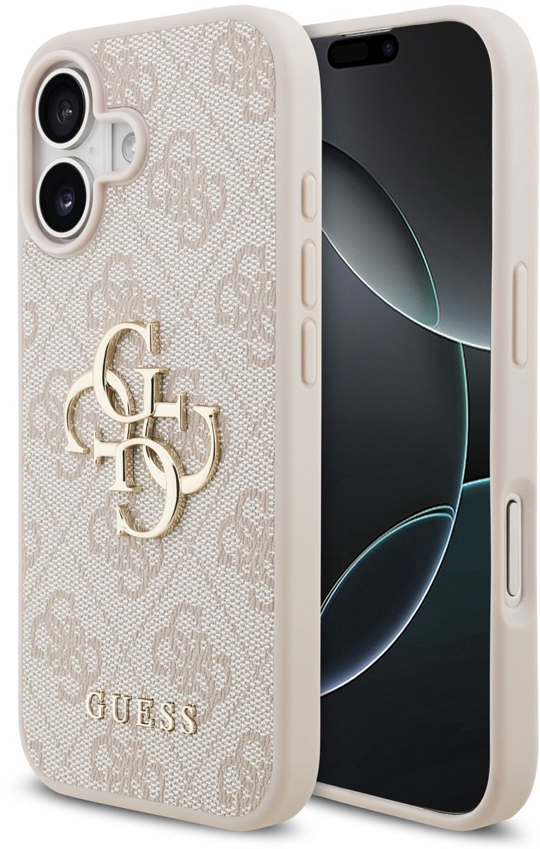 Guess Back Cover Hoesje voor iPhone 17 - Roze - Big Metal Logo - Schokabsorberend