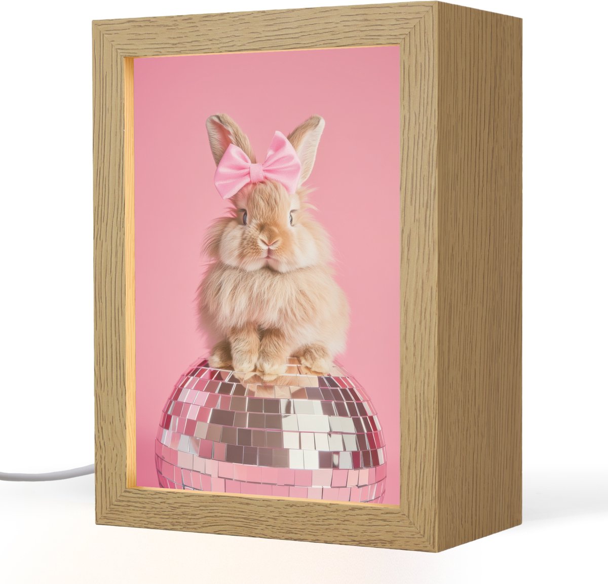 Tafellamp 15x20 cm - LED lamp - Strik - Discobal - Konijn - Decoratieve tafellampen - Dimbaar - Tafellampje slaapkamer - Woonkamer binnen