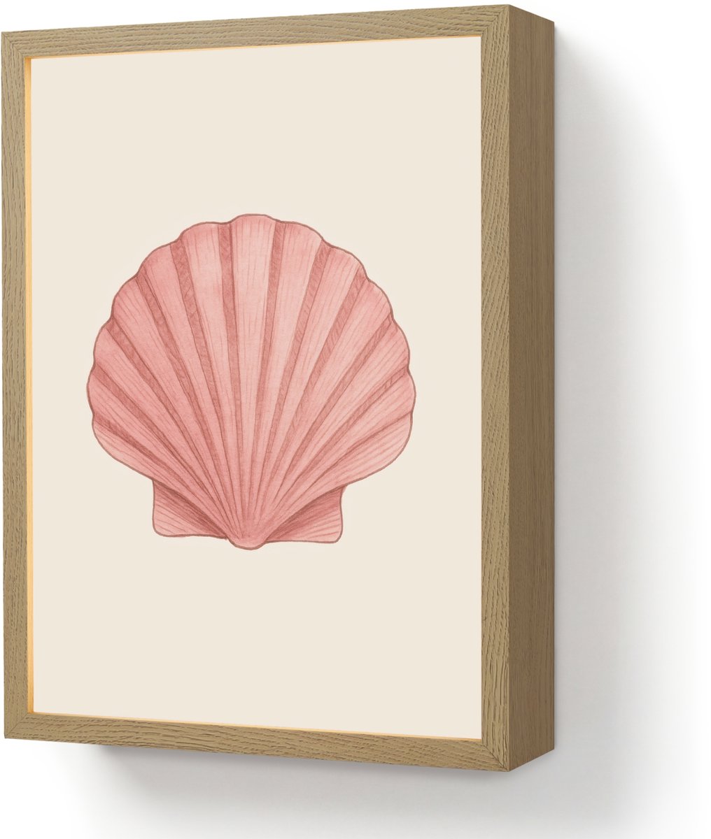 Wandlamp 30x40 cm - Oplaadbaar - Schelp - Roze - Ribbels - Wandlampen binnen woonkamer - S