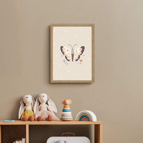 Nachtlampje 30x40 cm - Kinder lamp - Vlinder - Minimalistisch - Pastel - Stippen - Tafellamp kinderkamer draadloos - Slaapkamer lampje - Bedlamp kinderen - Kinderlampje - Wandlamp babykamer - Nachtlampjes van Merkloos — afbeelding 3