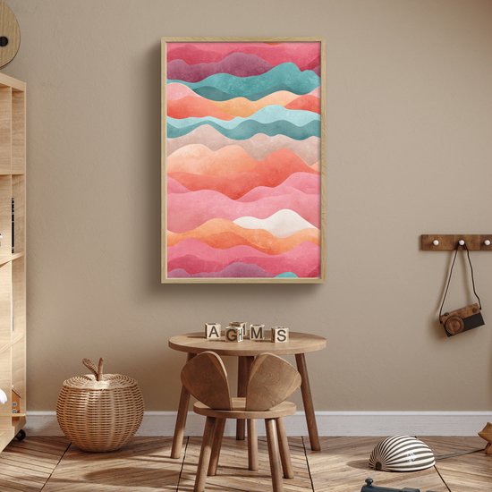 Nachtlampje 60x90 cm - Kinder lamp - Golven - Kleurrijk - Abstract - Tafellamp kinderkamer draadloos - Slaapkamer lampje - Bedlamp kinderen - Kinderlampje - Wandlamp babykamer - Nachtlampjes van Merkloos — afbeelding 3