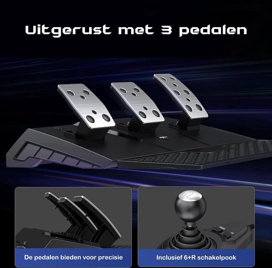 PXN V9 Gen 2 Racestuur + CB-1 - Buttonbox - Value Pack - Complete Sim Racing Setup met Pedalen & Shifter - 270/900° - PS4, Xbox, PC - Zwart van PXN — afbeelding 5