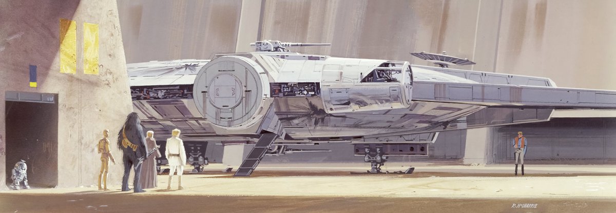 Fotobehang - Star Wars - Ruimteship - Gamekamer - Slaapkamer - Disney behang - Classic RMQ Millenium Falcon - 3,68 x 1,27 M