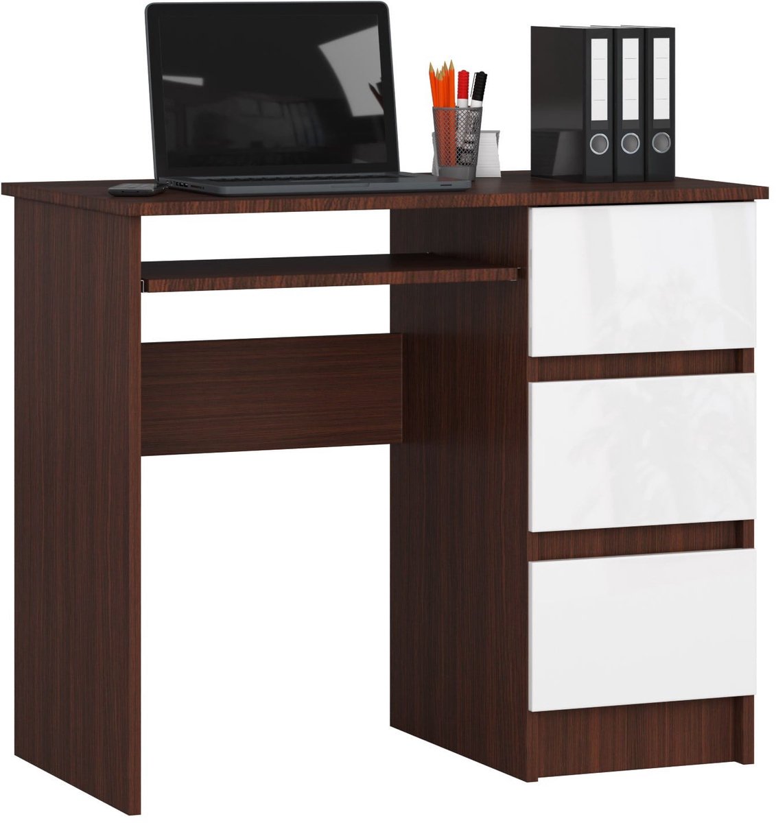 Bureau Rechts A-6 / Computerbureau / Computer Tafel / Bureautafel Rechts / Venge - Wit / 90 x 77 x 50 cm
