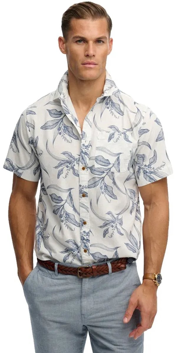 Superdry Vintage Loom Overhemd Met Korte Mouwen M Man Blauw