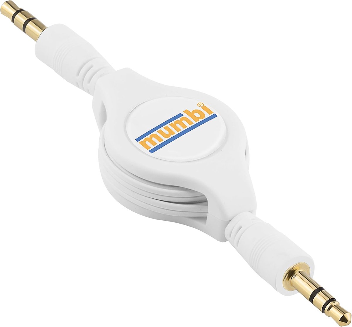 Oprolbare Audiokabel - Jack Kabel - Muziek Streamen - Verstelbare Lengte - 11-84 cm - Wit