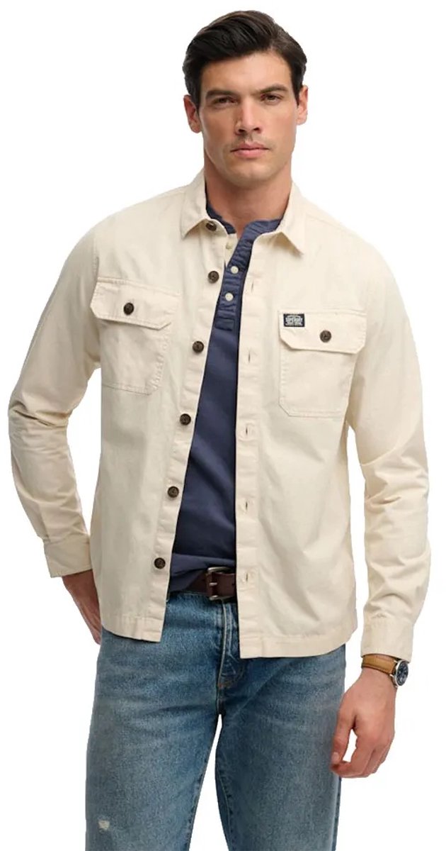 Superdry Overshirt met twee zakken Heren Lange mouwen shirts Beige