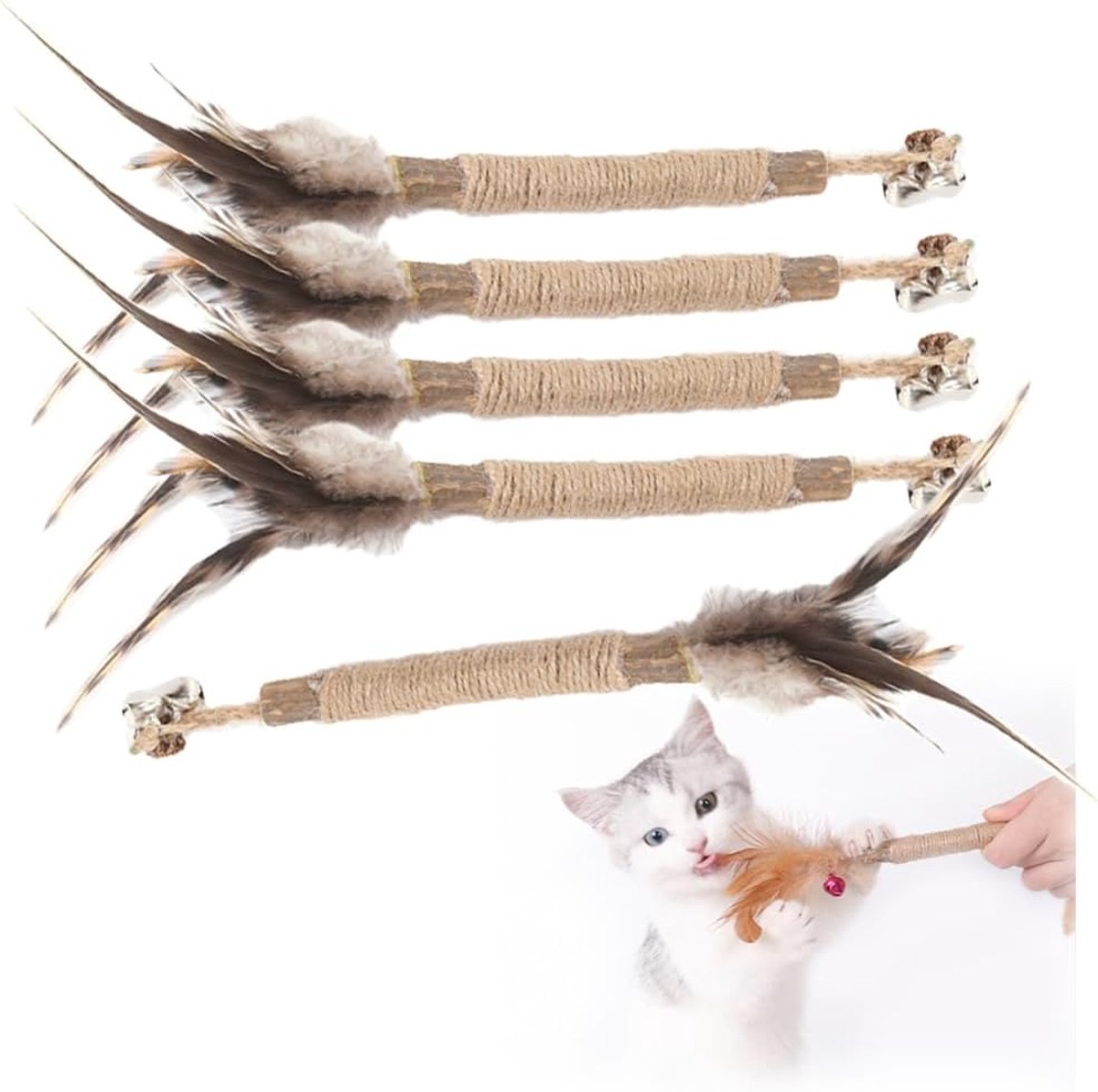 Katten Tandenstokers - Knaagspeelgoed - Tandverzorging Kat - Natuurlijke Silvervine - Set van 5