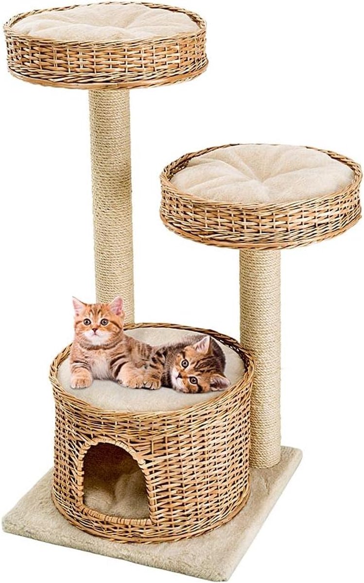 Kattenkrabpaal Boom - Klimhuis - Spelen en rusten - Meerdere niveaus - 50 x 50 x 103 cm - Zwart