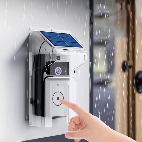 Videodeurbel met Zonnepaneel - Draadloze Camera - Veilige Toegang - Oplaadbaar Zonne-energie - 22x20x10cm - Wit — afbeelding 2