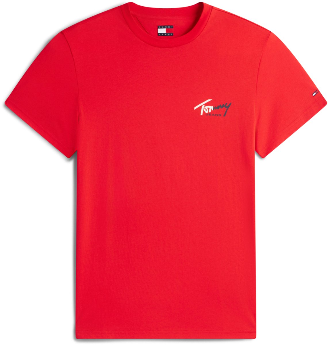 Tommy Jeans T-shirt Tjm Slim Sign Chest Ss Tee Ext Dm0dm22538 Xl8 Rapid Mannen Rood