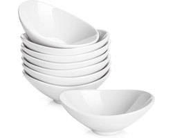 Dowan Keramiek Dipschaaltjes 89ml – Wit 8-delig – Saus, sushi, BBQ