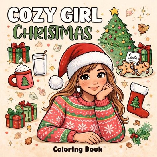 Cozy Girl Christmas: Coloring Book for Adults and Teens Feat ... - cover