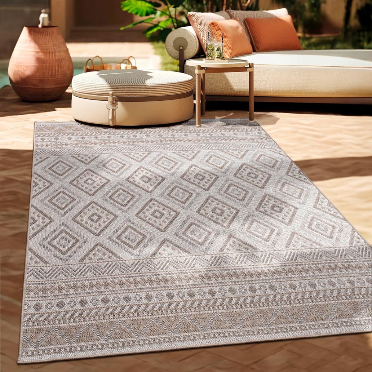 CLVP® Buitentapijt - Modern & Weerbestendig - UV-Bestendig -Beige en bruin