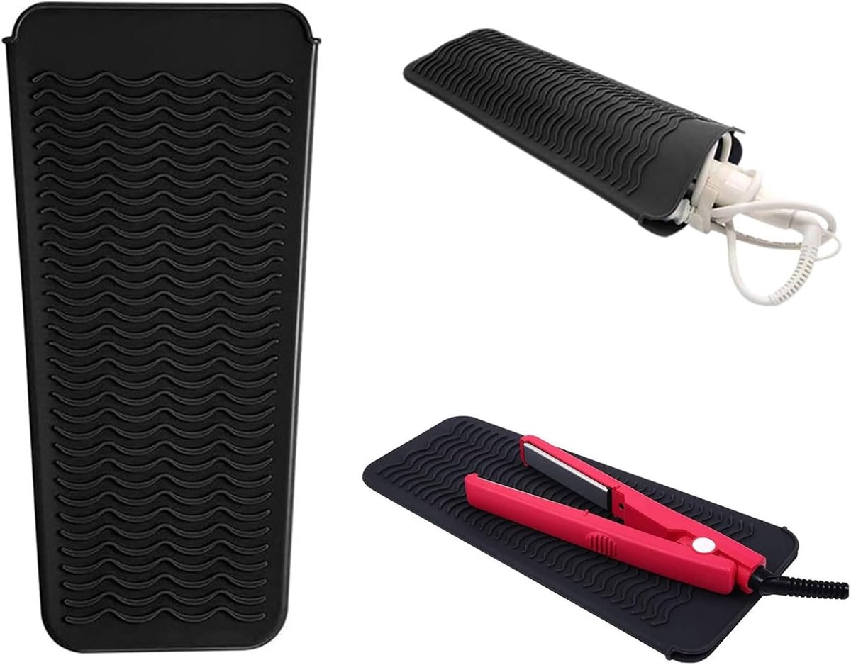Hittebestendige Mat - Siliconen Opberghoes - Styling Instrumenten - Hittebestendig tot 260°C - 140 gram - Zwart