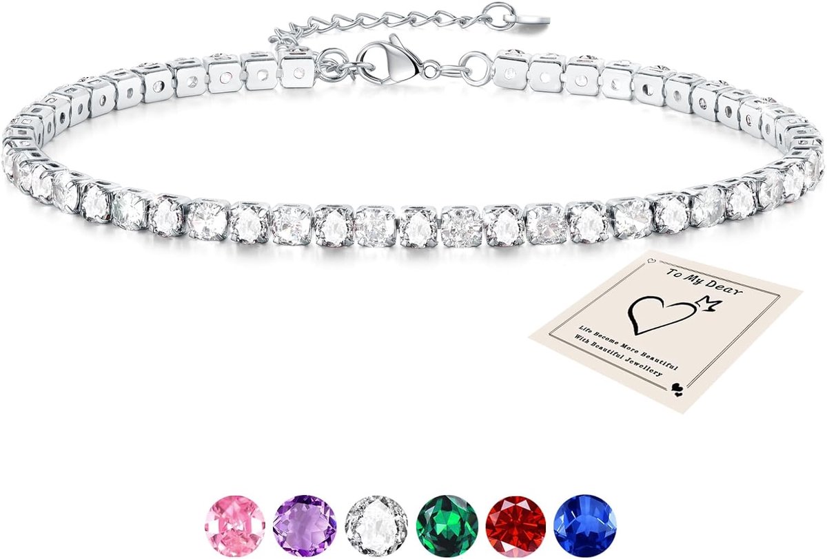 Enkelbandje Zirkonia - Verstelbaar Armbandje - Zomerse Accessoires - Nikkelvrij Materiaal - Verstelbare Lengte - Zilverkleurig