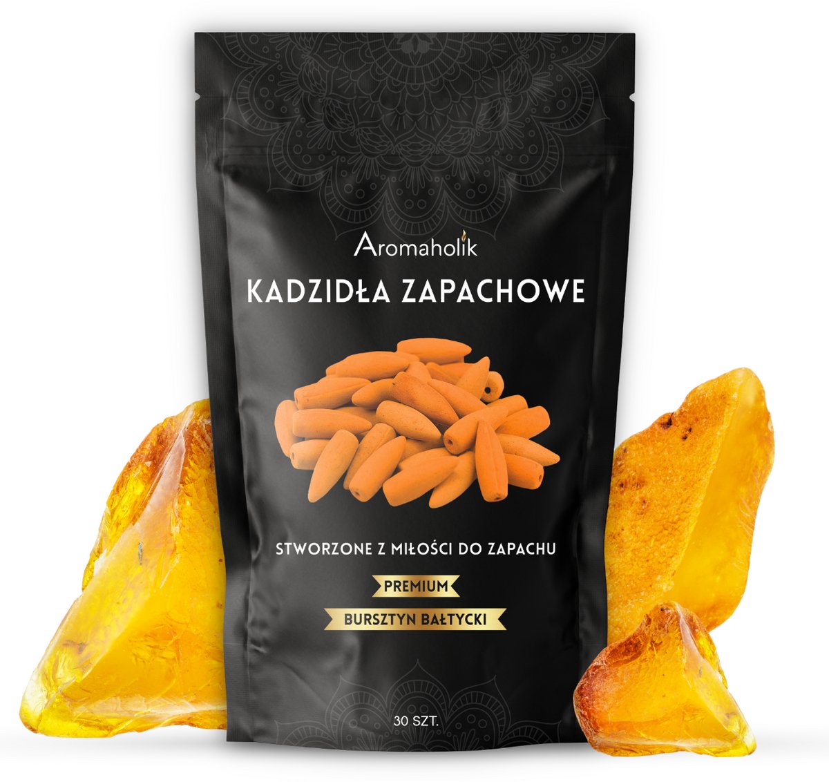 Aromaholik - Wierookkegels Backflow - Baltische Amber - 30 stuks - XL - Waterval Effect - Natuurlijk