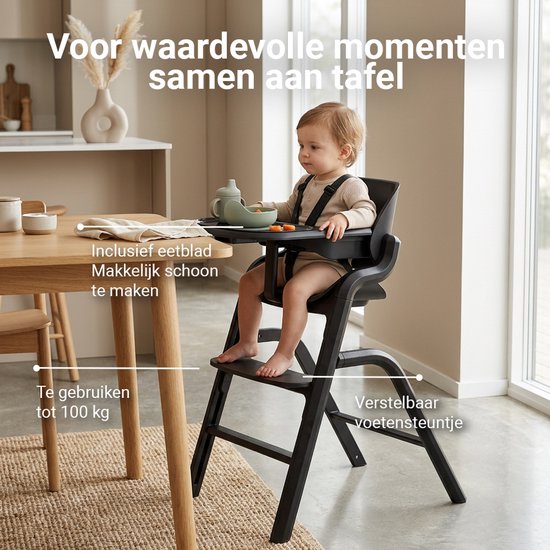 Novi at Home Curve Premium Kinderstoel - Zwart - Te gebruiken tot 100 kg - Verstelbare rugleuning, voetensteun en hoogte van Novi at Home — afbeelding 2