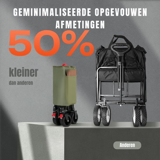 SAVI® Strandkar - Bolderkar Opvouwbaar - Bolderwagen Voor Alle Terreinen - Groen - 87cm x 48cm x 110cm; 8.62 kg van Merkloos — afbeelding 2