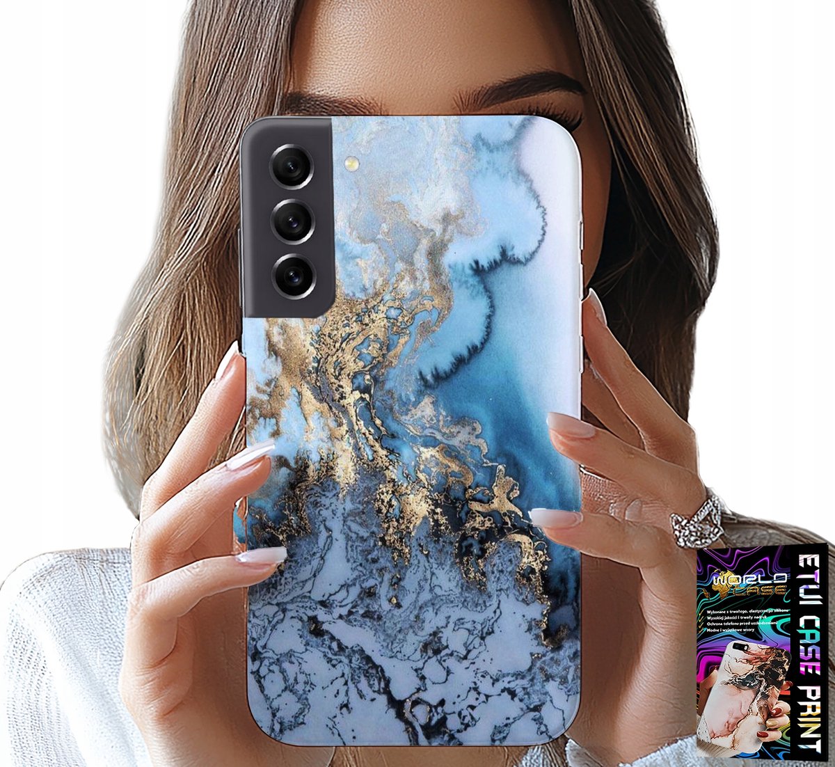HOESJE VOOR SAMSUNG GALAXY S22 - MARMER, MARMERPATROON VOOR DAMES + GLAS