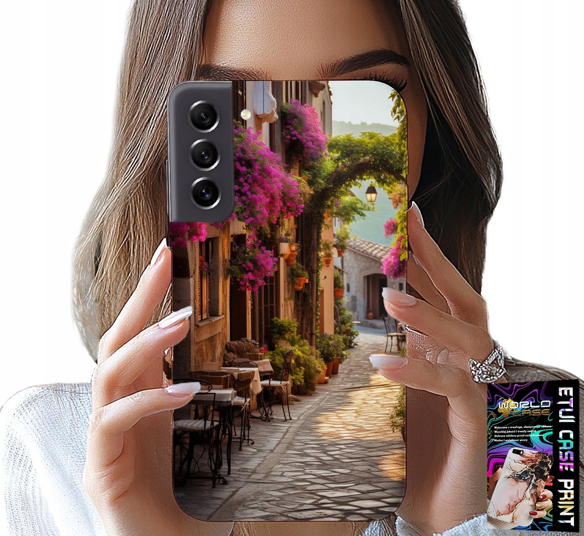 HOESJE VOOR SAMSUNG GALAXY S22 - SCHILDERACHTIGE STRAAT MET EEN CAFÉ + GLAS