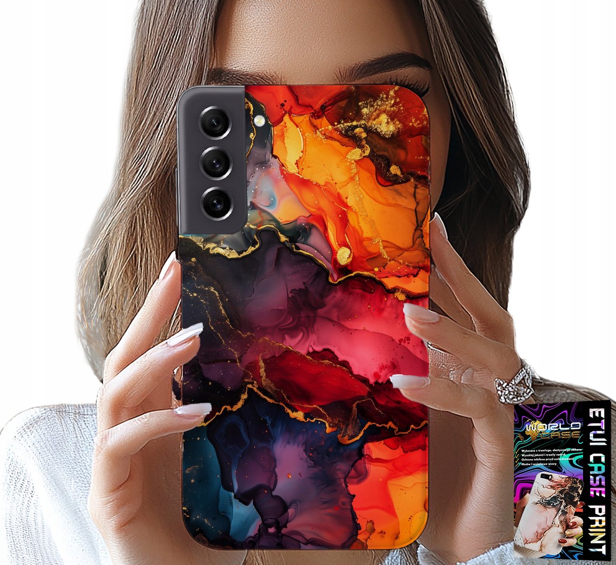 HOESJE VOOR SAMSUNG GALAXY S21 FE - STEENPATROON, HOESJE + GLAS