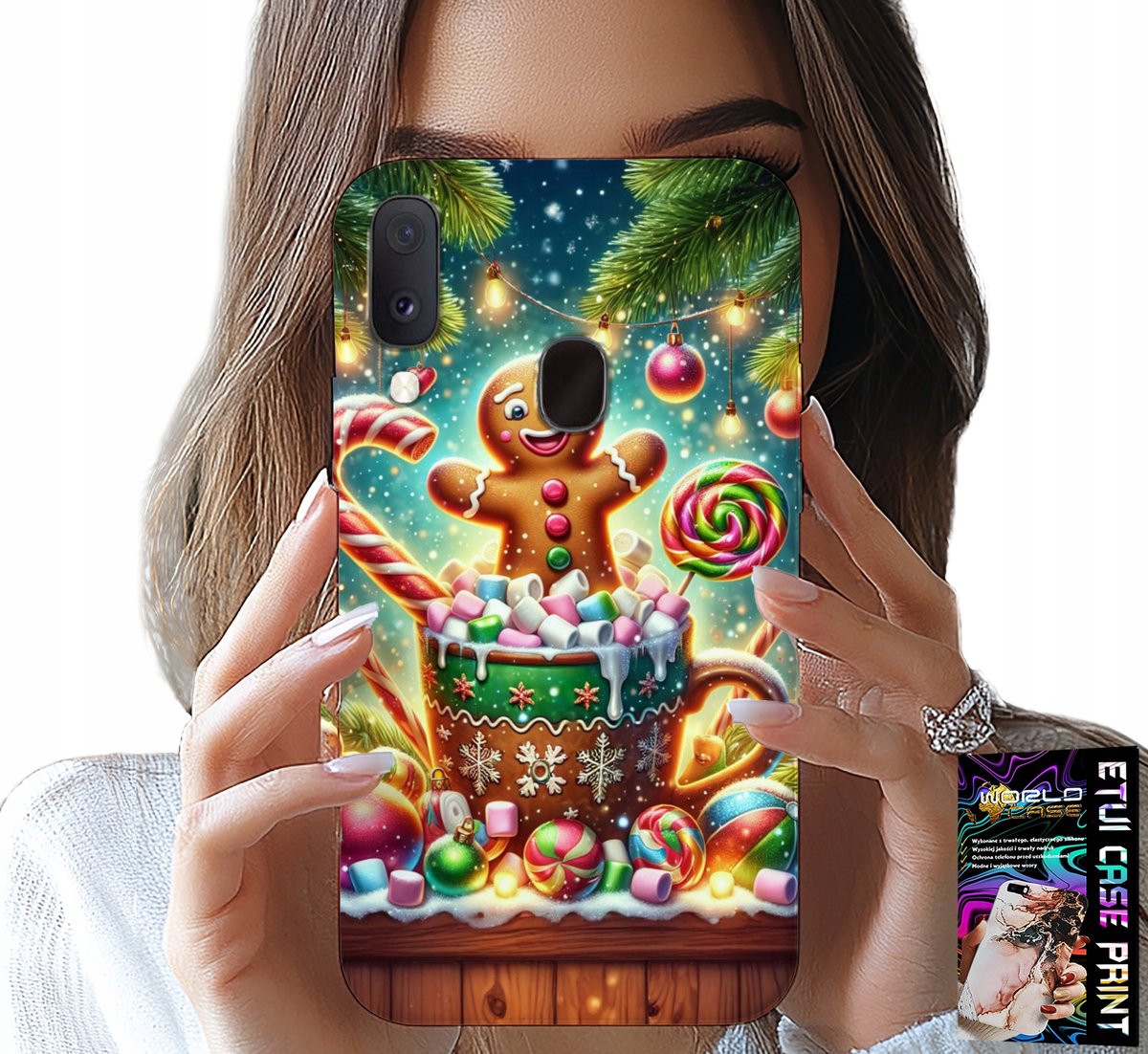 HOESJE VOOR SAMSUNG GALAXY A40 - PEPERKOEK KERSTPATROON + GLAS