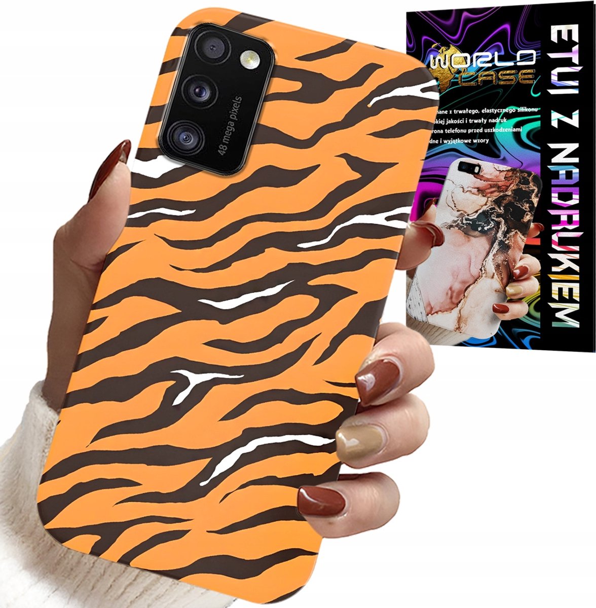 HOESJE VOOR SAMSUNG GALAXY A41 - ACHTERKANT MET TIJGERSTRIPES + GLAS