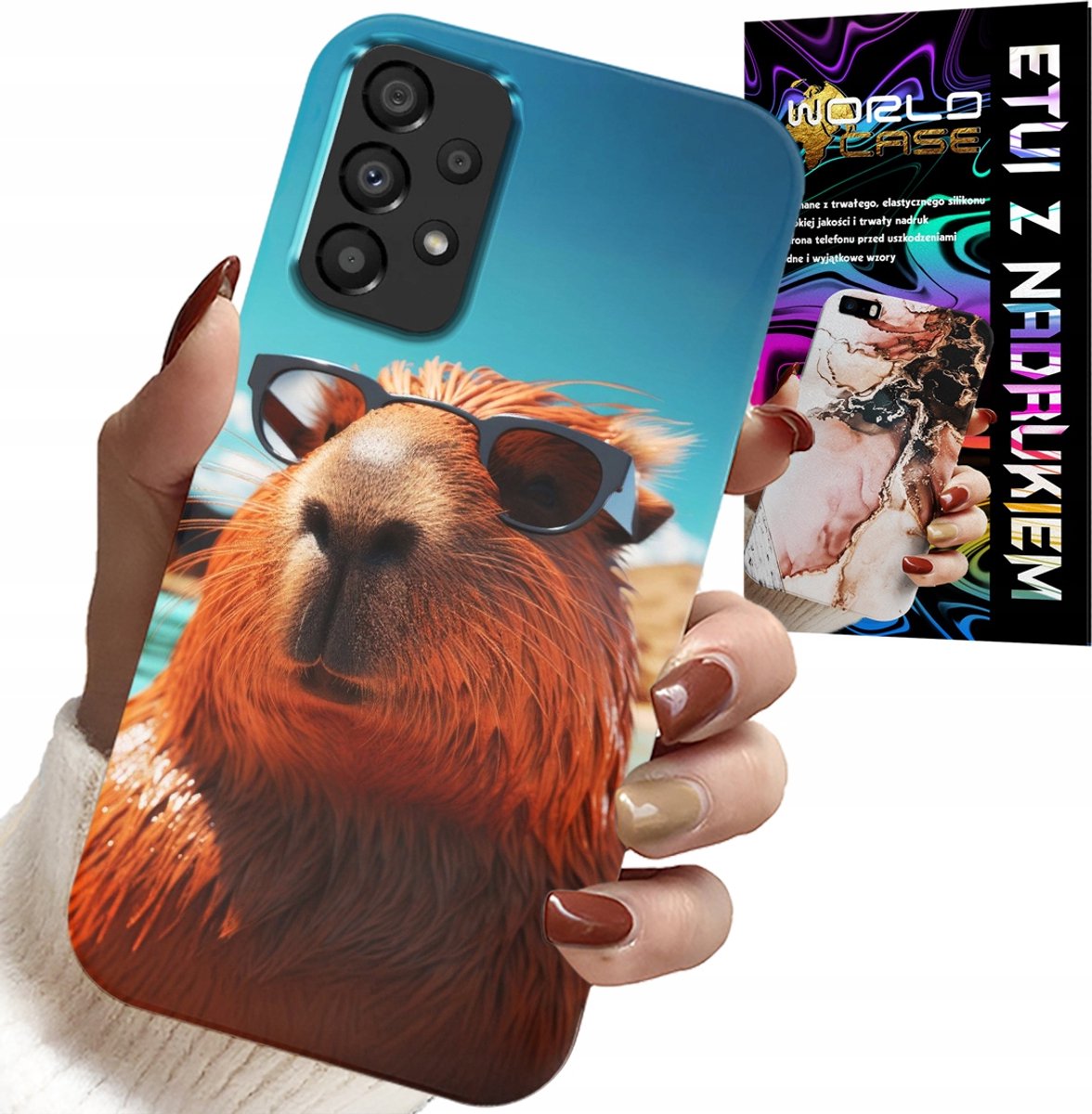 BESCHERMHOESJE VOOR SAMSUNG GALAXY A53 5G - SWEET CAPYBARA, CAPIBARA CASE + GLAS