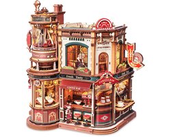 Robotime Dream Coffee Factory - Série ROKR Magic Amusement Park - EAB02 - Kit de construction - Miniature - Bricolage - Modélisme