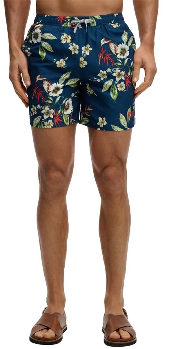 Superdry Hawaiian Print 16-inch Zwemshorts Heren Zwembroeken Marineblauw