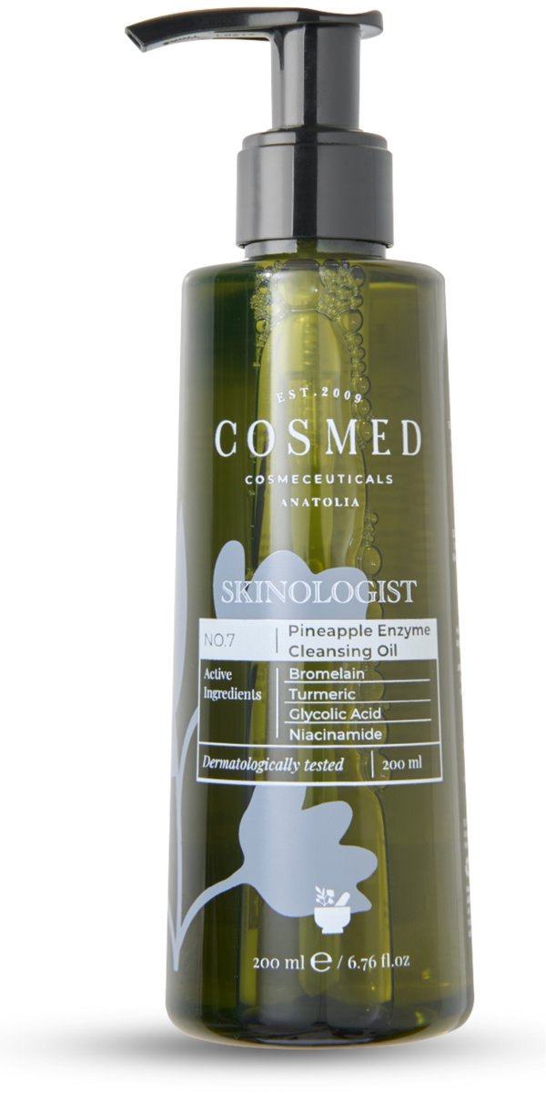 Cosmed Skinologist Pineapple Enzyme Cleansing Oil – Gezichtsreiniger – Reinigingsolie Gezicht met Bromelaïne, Niacinamide, Glycolzuur– Make up Remover – 200 ml