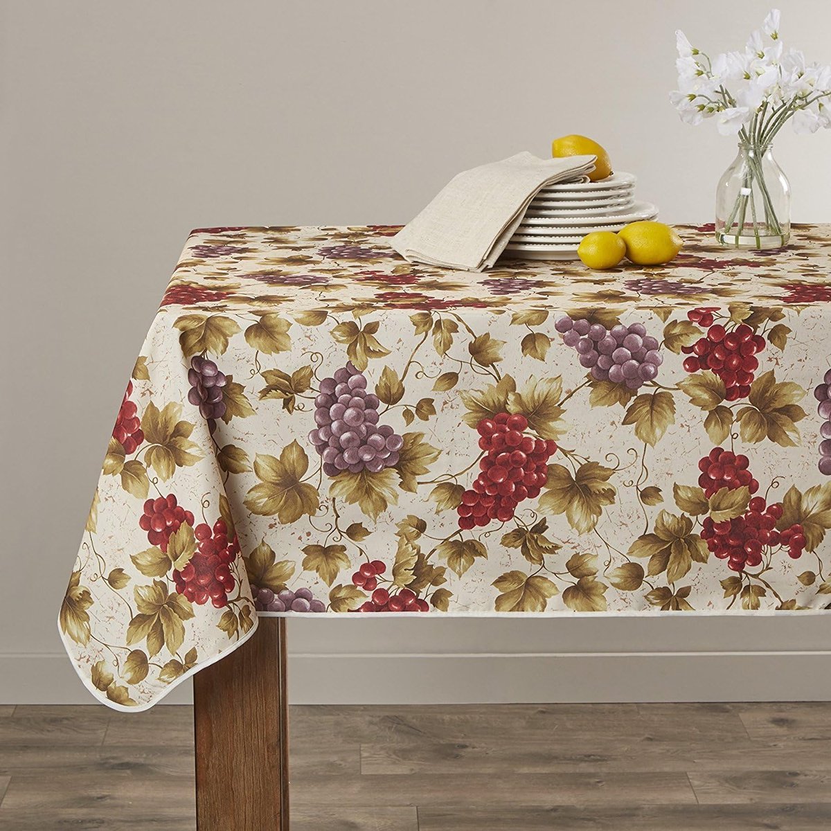 Tafelkleed - Beschermhoes - Dineren Buiten - Druivenprint Design - 152x305 cm - Beige