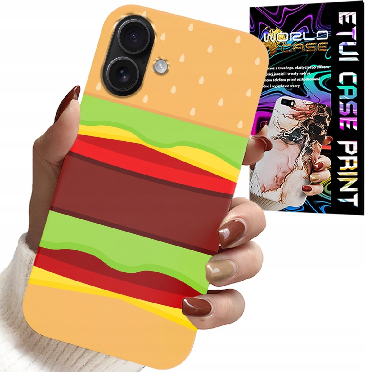 HOESJE VOOR IPHONE 16 PLUS - HOESJE MET BURGER/CHEESEBURGER CADEAU