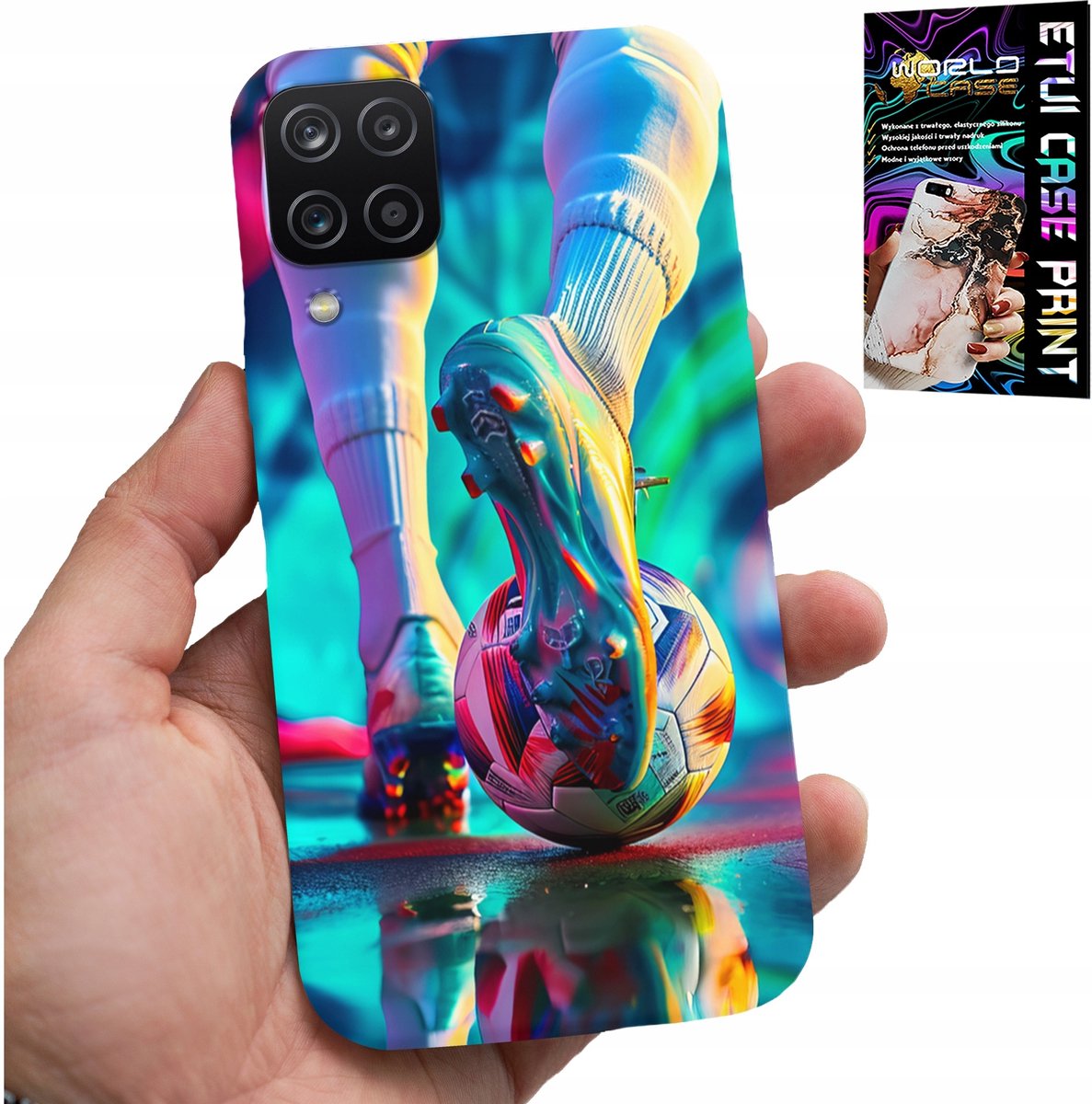 HOESJE VOOR SAMSUNG A12 / M12 - VOETBALSPELERS + GLAS